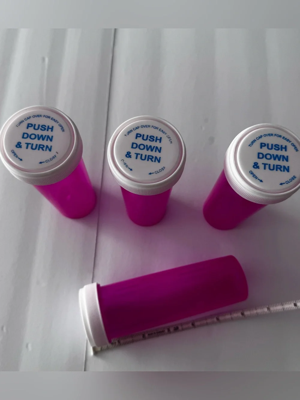 4 EXTRA-LARGE HOT PINK RX-STYLE PARTY FAVOR BOTTLES